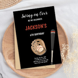 Convite de aniversário de beisebol preto