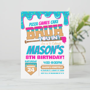 Convite de Aniversário de Beisebol Tema Drip Bruh
