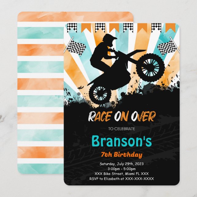 Convite de Aniversário de Bicicleta (Frente/Verso)