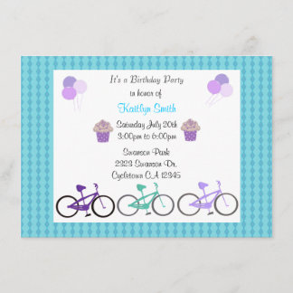 Convite de Aniversário de Bicicletas Fofas