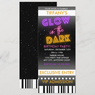 Convite de Aniversário de Bilhete   Brilha no Escu