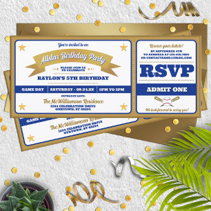 Convite de Aniversário de Bilhete de Baseball Estr