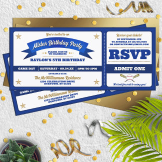 Convite de Aniversário de Bilhete de Beisebol Todo