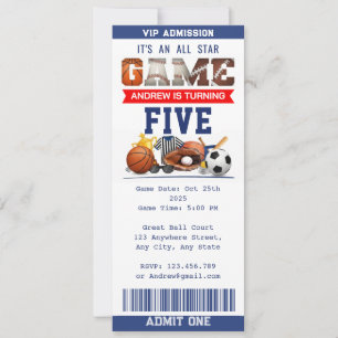 Convite de Aniversário de Bilhete de Esportes All 