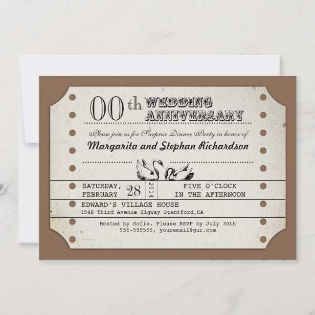 convite de aniversário de bilhete tipográfico vint (Frente)
