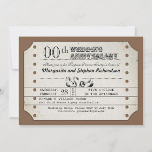 convite de aniversário de bilhete tipográfico vint