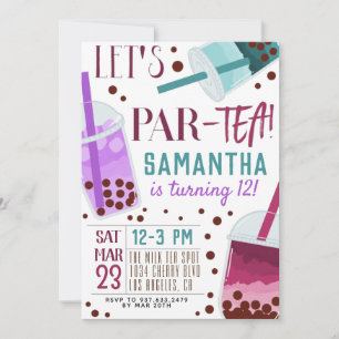 Convite de Aniversário de Boba Milk Par-Tea