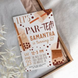 Convite de Aniversário de Boba Milk Par-Tea