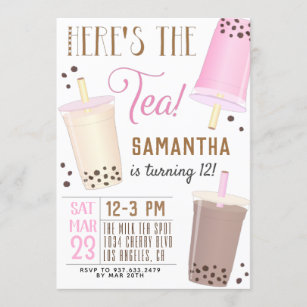 Convite De Aniversário De Boba Milk Tea