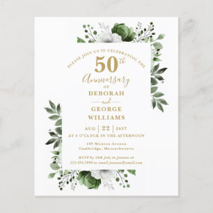 Convite de Aniversário de Bodas de 50 Anos com Flo