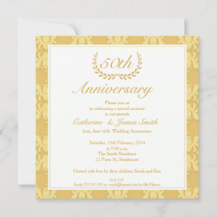 Convite de Aniversário de Bodas de Ouro de 50 anos