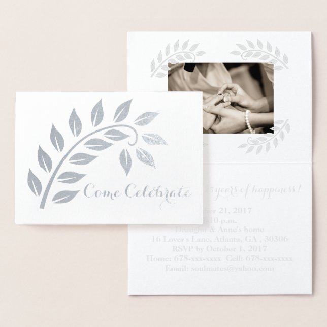 Convite de Aniversário de Bodas de Prata com Foto  (Exibição)