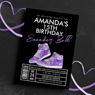 Convite de Aniversário de Bola de Tênis Roxo