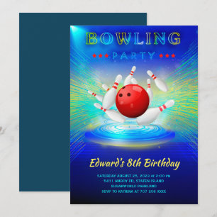Convite de Aniversário de Boliche