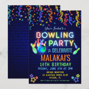 Convite de Aniversário de Boliche