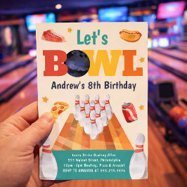 Convite de Aniversário de Boliche Let's Bowl