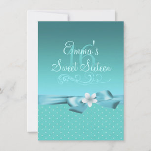 Convite de aniversário de Bolinhas azul/branca e 