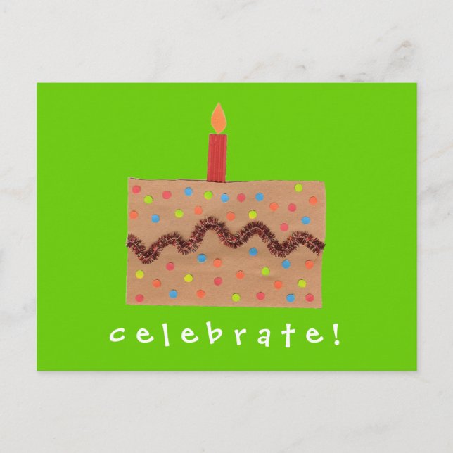 Convite de aniversário de bolo com confetes (Frente)