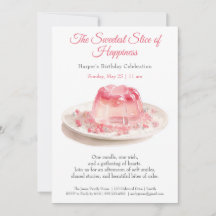 Convite de Aniversário de Bolo em Aquarela Rosa El