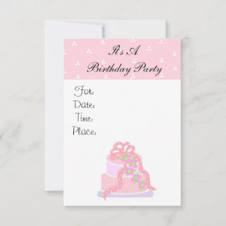 Convite de Aniversário de Bolo Rosa
