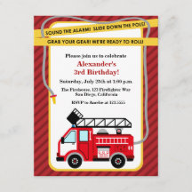 Convite de aniversário de Bombeiros do Caminhão de
