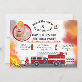 Convite de aniversário de Bombeiros do Caminhão de