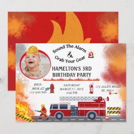 Convite de aniversário de Bombeiros do Caminhão de