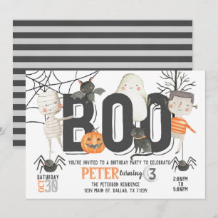 Convite de aniversário de Boo Ghost Halloween
