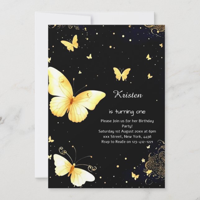 Convite de aniversário de borboleta (Frente)