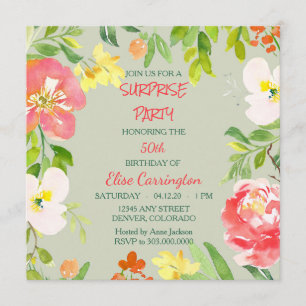 Convite de aniversário de Borda Floral do Jardim