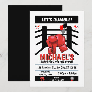 Convite de Aniversário de Boxe