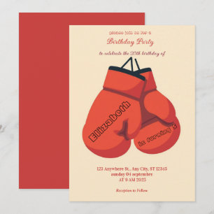 convite de aniversário de boxe esportes