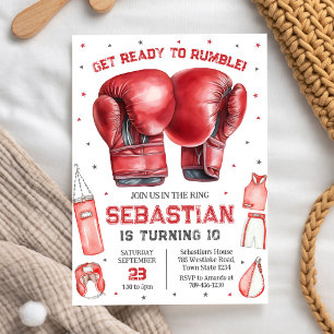 Convite de Aniversário de Boxe Prepare-se Para a B