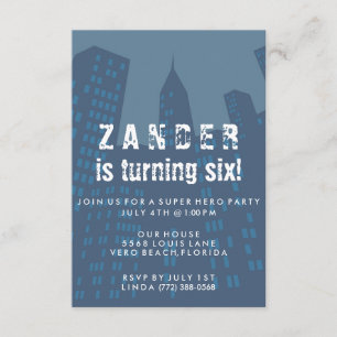 Convite de aniversário de Boys Super Hero City