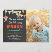 Convite de aniversário de Bunting Macaco