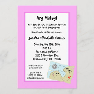 Convite de aniversário de Caça ao Tesouro Pirata 5