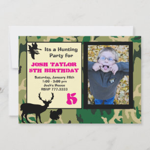 Convite de Aniversário de Caça com Camuflagem de V