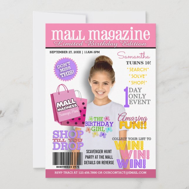 Convite de aniversário de Caça do Scavenger Mall (Frente)