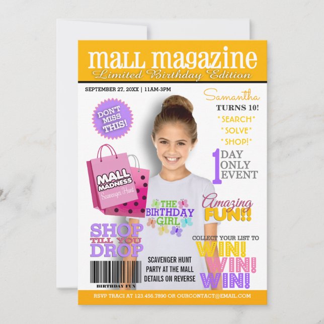 Convite de aniversário de Caça do Scavenger Mall (Frente)