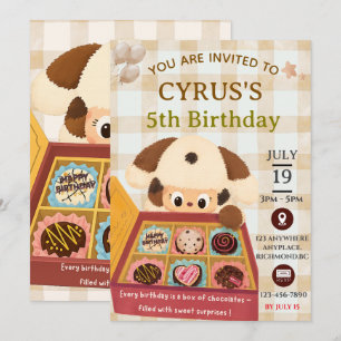Convite de Aniversário de Cachorrinho de Chocolate