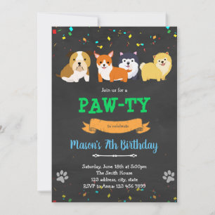 Convite de aniversário de cachorrinho de estimação