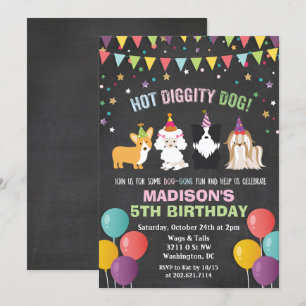 CONVITE DE ANIVERSÁRIO DE CACHORRINHO EM GIZ PARA 
