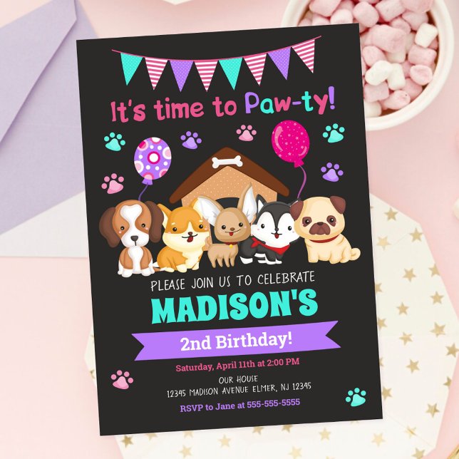 Convite de Aniversário de Cachorrinho / Festa da P (Criador carregado)