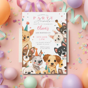 Convite de Aniversário de Cachorrinho Festa de Cac