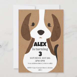 Convite de Aniversário de Cachorrinho Meninos Ed