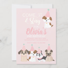 Convite de aniversário de cachorrinho Rosa