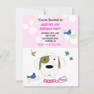 Convite de Aniversário de Cachorro de Desenho Anim