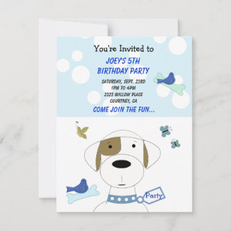 Convite de Aniversário de Cachorro de Desenho Anim