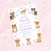 Convite de aniversário de cachorro editável-convit