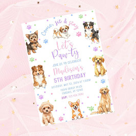 Convite de aniversário de cachorro editável-convit